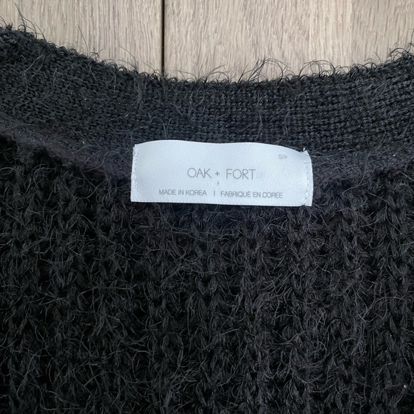 OAK & FORT FUZZY BLACK CARDIGAN SIZE SMALL - Picture 4 of 5